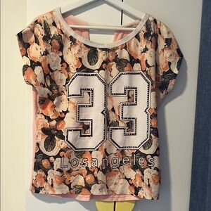 Multicolored Floral Cap Sleeve Crop T-Shirt